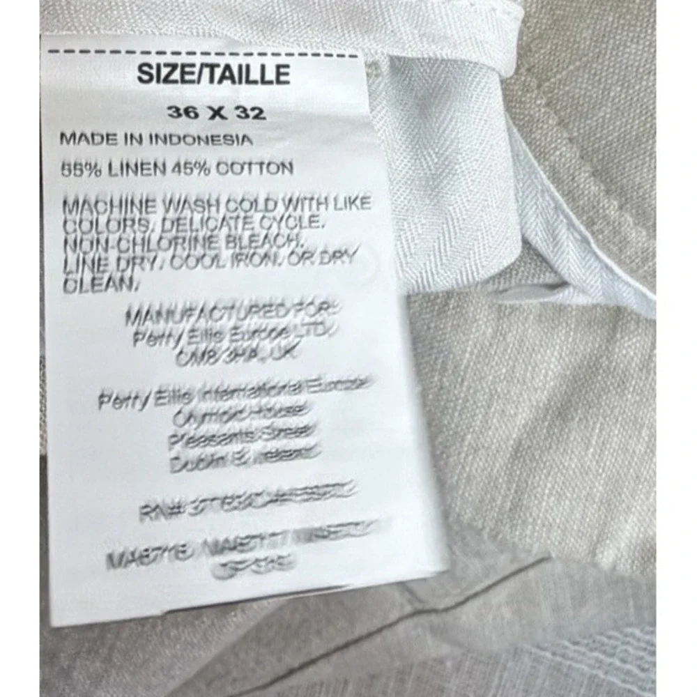 NWT Perry Ellis‎ Portfolio Men's Slim Fit Pants Sz 36x32 Natural Linen Blend $95